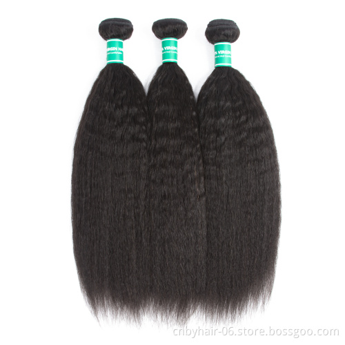 Salon Owners' Select 8A 30 32 34 36 Inch Brazilian Kinky Straight Yaki Hair Bundles Human Hair Weaves 100% Natural Human Hair